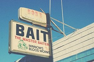 Master Baiter fishing bait shop masturbation sign